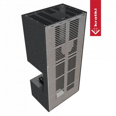 Каминокомплект FLOKI в облицовке NATURALI ARDESIA NERO A SPACCO, угловое стекло справа Каминокомплект FLOKI в облицовке NATURALI ARDESIA NERO A SPACCO, угловое стекло справа