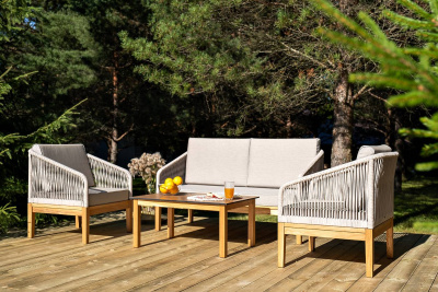 Лаунж-зона 4SIS Канны 4-местная из роупа со столиком Канны Цвет: дуб, бежевый Лаунж-зона 4SIS Канны 4-местная из роупа со столиком Канны Цвет: дуб, бежевый