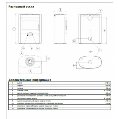 Печь-камин ABX Arizona (черная сталь)