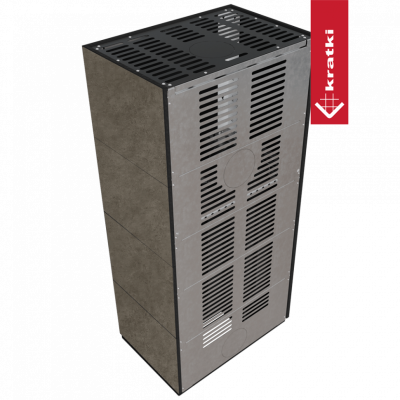 Каминокомплект FLOKI в облицовке FOKOS PIOMBO, угловое стекло слева Каминокомплект FLOKI в облицовке FOKOS PIOMBO, угловое стекло слева