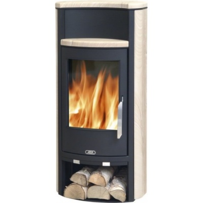 Печь-камин ABX Pori 5 (черная сталь, бразильский песчаник с верхней плитой)