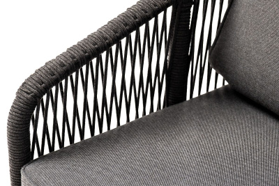 Кресло 4SIS Канны из роупа, основание дуб, роуп темно-серый, ткань темно-серая 027 Кресло 4SIS Канны из роупа, основание дуб, роуп темно-серый, ткань темно-серая 027