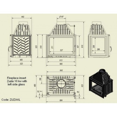 Каминная топка Kratki Zuzia L Каминная топка Kratki Zuzia L