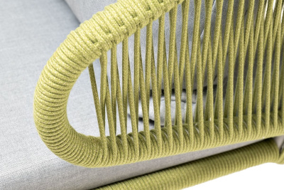 Кресло 4SIS Милан, каркас светло-серый муар, роуп салатовый меланж, ткань светло-серая