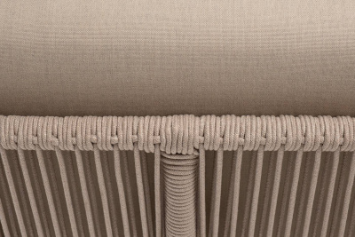 Угловой модуль 4SIS Канны из роупа, каркас алюминий белый муар, роуп бежевый круглый, ткань бежевая 035