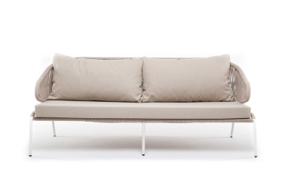 Диван 4SIS Милан 3-местный плетеный из роупа Цвет: белый, бежевый