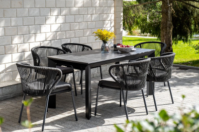 Обеденная группа 4SIS Венето 6-местная со стульями Милан Цвет: темно-серый, серый гранит