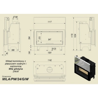 Каминная топка Kratki Mila T G (туннель, гильотина) Каминная топка Kratki Mila T G (туннель, гильотина)