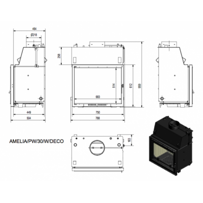 Каминная топка Kratki Amelia PW 30 W DECO Каминная топка Kratki Amelia PW 30 W DECO