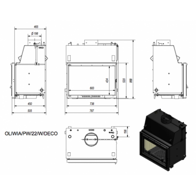 Каминная топка Kratki OLIWIA PW 22 W DECO Каминная топка Kratki OLIWIA PW 22 W DECO