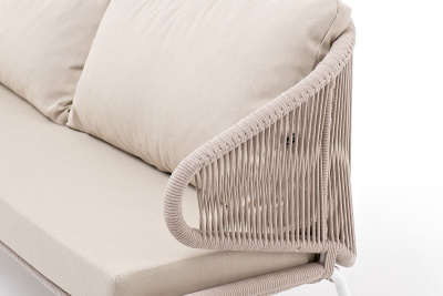 Диван 4SIS Милан 3-местный плетеный из роупа Цвет: белый, бежевый