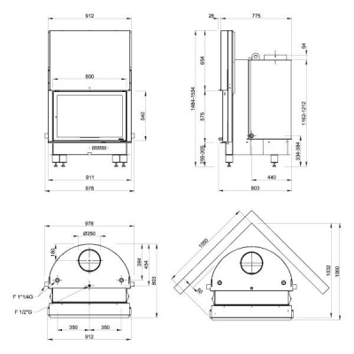 Каминная топка LaNordica Termo Camino 800 Piano Каминная топка LaNordica Termo Camino 800 Piano