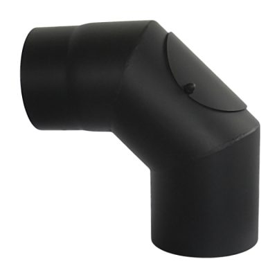 Отвод LAVA черный с ревизией 90 Д150 сталь 2,0 мм