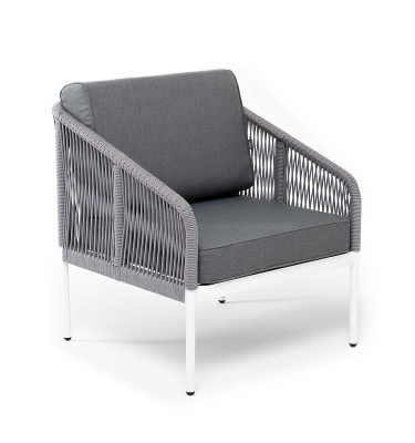 Кресло 4SIS Канны из роупа Цвет: белый, светло-серый, Neo ash Кресло 4SIS Канны из роупа Цвет: белый, светло-серый, Neo ash