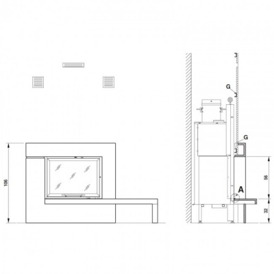 Каминная облицовка Palazzetti Soho, банкета справа
