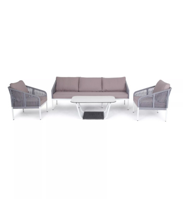Комплект садовой мебели 4SIS Канны на 5 персон из роупа Цвет: серый