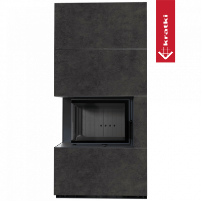 Каминокомплект FLOKI в облицовке FOKOS GRAFITE, угловое стекло слева Каминокомплект FLOKI в облицовке FOKOS GRAFITE, угловое стекло слева