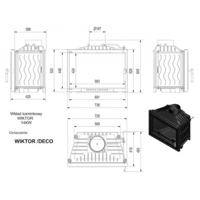 Каминная топка Kratki Wiktor DECO Каминная топка Kratki Wiktor DECO