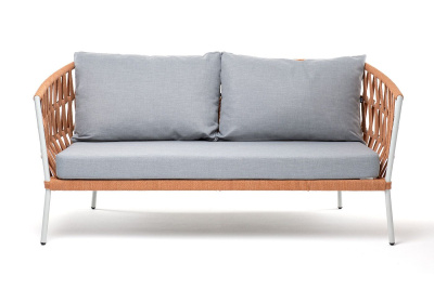 Диван 4SIS Диего 2-местный из роупа Цвет: светло-серый (RAL7035) шагрень, оранжевый меланж, светлый-серый