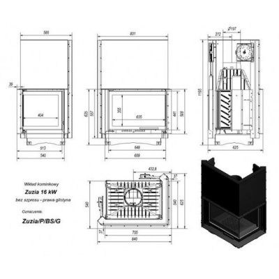 Каминная топка Kratki Zuzia P BS G (угловое стекло справа,гильотина) Каминная топка Kratki Zuzia P BS G (угловое стекло справа,гильотина)