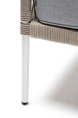 Кресло 4SIS Канны, каркас светло-серый муар, роуп серый меланж, ткань светло-серая