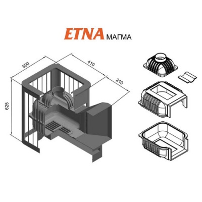 Печь для бани чугунная ETNA Кратер 24 (Панорама)