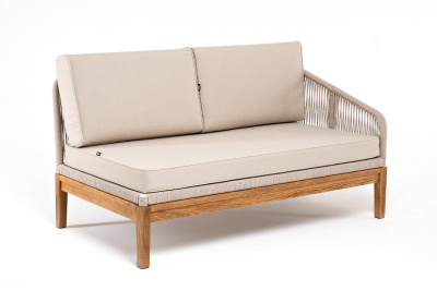 Левый модуль 4SIS Канны из роупа, основание дуб, роуп бежевый круглый, ткань бежевая 052