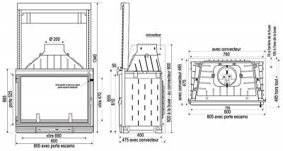 Каминная топка Seguin Super 8 с гильотиной Каминная топка Seguin Super 8 с гильотиной