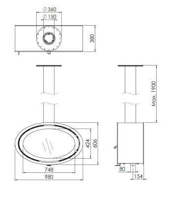 Камин Dik Geurts Oval Front Fixed