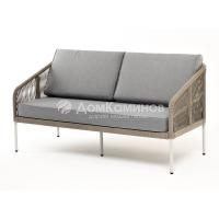 Диван 4SIS Канны 2-местный из роупа, каркас светло-серый муар, роуп серый меланж, ткань светло-серая