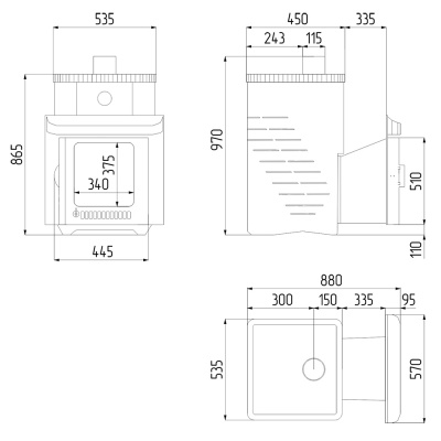 Дровяная печь Ферингер Квадра ПФ в кожухе Стандарт, до 25 м³