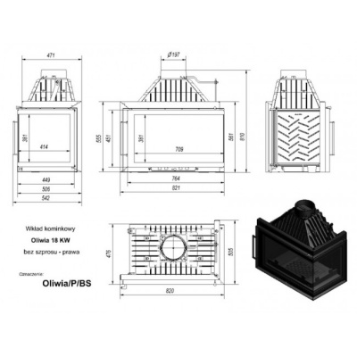 Каминная топка Kratki Oliwia P BS (угловое стекло справа) Каминная топка Kratki Oliwia P BS (угловое стекло справа)