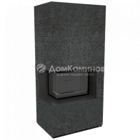 Каминокомплект FLOKI в облицовке OXIDE NERO, угловое стекло слева