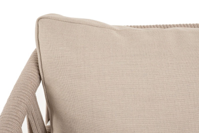 Диван 4SIS Диего 2-местный из роупа; основание дуб, каркас алюминий светло-серый муар, роуп бежевый, ткань бежевая 052