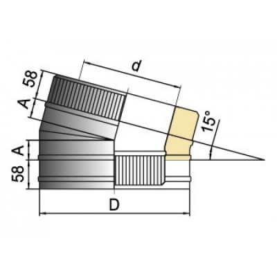 Отвод Вулкан 15° DOTH D104 с изол.50мм, нерж 321/нерж304