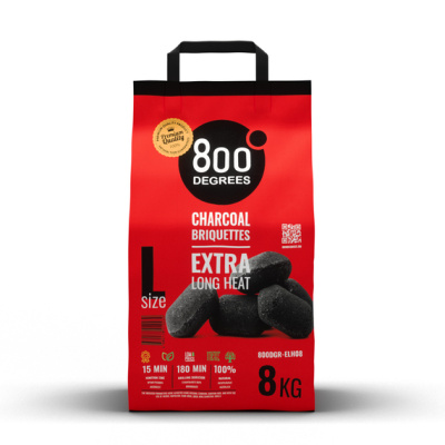 Уголь брикетированный 800 Degrees Долгое Горение, мешок 8 кг