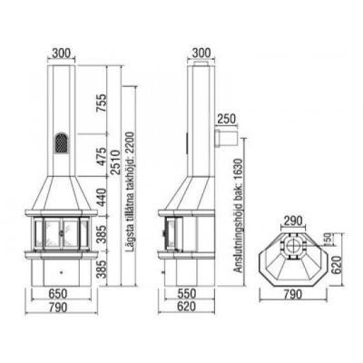Печь-камин Keddy Carat TOP, прист./угл., с призм. дверцами