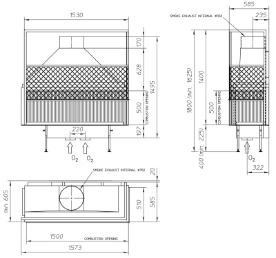 Топка Metalfire Universal MF 1500-50 W 2S R