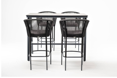 Барный комплект 4SIS Рио 4 персоны, стол HPL серый гранит, цвет темно-серый