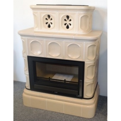 Печь-камин ABX KARELIE, с кафельным цоколем (песчаный)