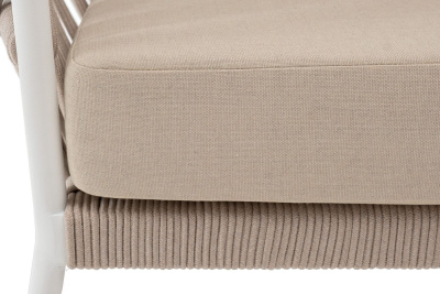 Кресло 4SIS Диего Каркас белый муар, роуп бежевый круглый, ткань бежевая 035 Кресло 4SIS Диего Каркас белый муар, роуп бежевый круглый, ткань бежевая 035