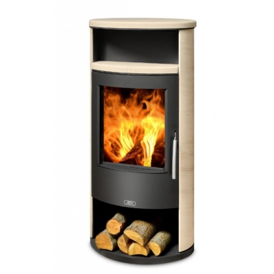 Печь-камин ABX Island 5 (черная сталь, бразильский песчаник с верхней плитой)
