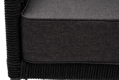 Кресло из роупа (узелки) 4SIS Канны, каркас темно-серый муар, роуп темно-серый, ткань темно-серая 027