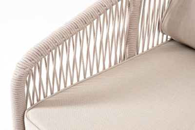 Правый модуль 4SIS Канны из роупа, основание дуб, роуп бежевый круглый, ткань бежевая 052