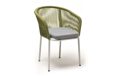 Стул из роупа 4SIS Марсель, Каркас светло-серый муар, роуп салатовый меланж, ткань светло-серая