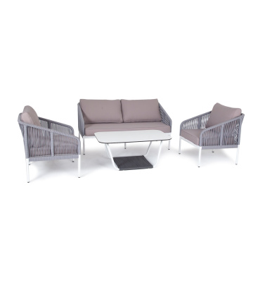 Лаунж-зона 4SIS Канны 4-местная из роупа со столиком Канны Цвет: светло-серый