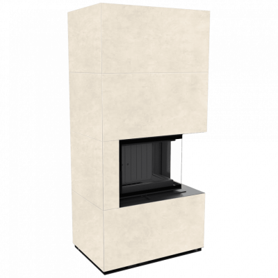 Каминокомплект FLOKI в облицовке FOKOS TALCO, угловое стекло справа Каминокомплект FLOKI в облицовке FOKOS TALCO, угловое стекло справа