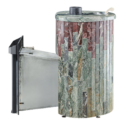 Дровяная печь Ферингер Макси ПФ в облицовке Жадеит+Россо Леванте, до 38 м³ Дровяная печь Ферингер Макси ПФ в облицовке Жадеит+Россо Леванте, до 38 м³