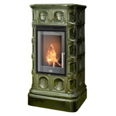 Печь-камин ABX KALEDONIE EXclusive, низкая - вставка Orion (зеленый)