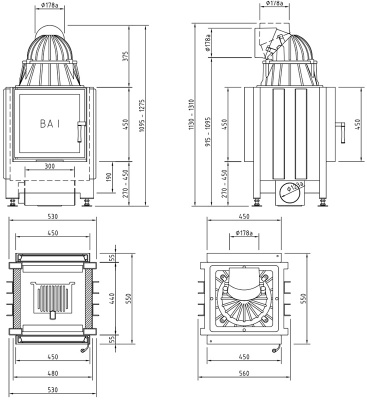 Каминная топка Schmid Lina FD 4557 (туннельная версия) Каминная топка Schmid Lina FD 4557 (туннельная версия)